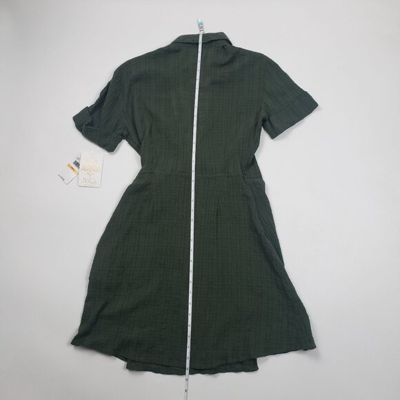 BECCA Playa Textured Collared Wrap Shirtdress Cover-Up Size Small Cactus Green - Picture 8 of 16